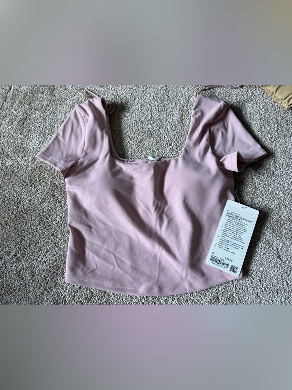 New lululemon wunder under SmoothCover square Neck tee shirt size 6